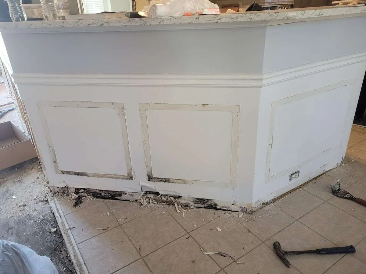 Water damage and mold on kitchen during Storm Damage Restoration in Kimberly